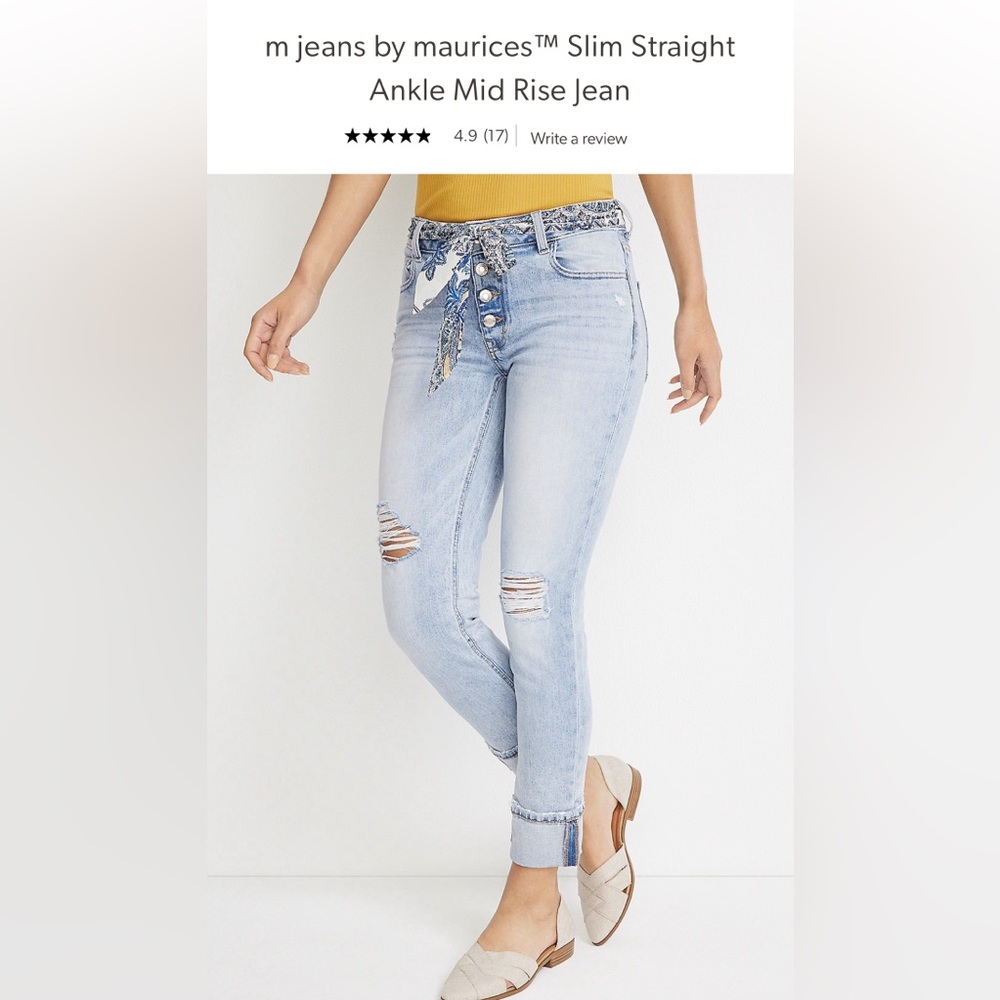 m jeans by maurices™ Slim Straight Ankle Mid Rise Jean